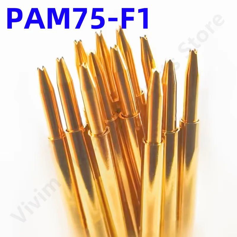 100PCS PAM75-F1 Spring Test Probe PAM75-F Test Pin PM75-F PM75-F1 Test Tool 27.8mm 1.02mm Needle Gold Tip Dia 0.74mm Pogo Pin