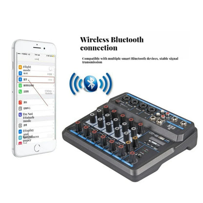 USB 6 Channel Audio Mixer Audio DJ Mixer Digital Sound Board Console with Sound Card Bluetooth 48V Phantom Power DJ Equipment