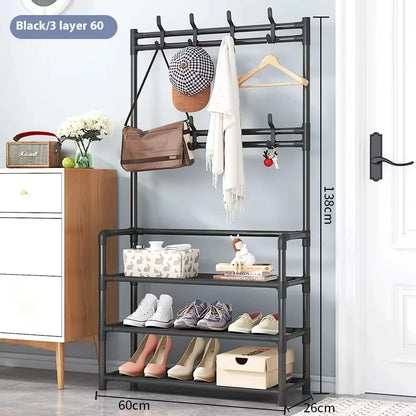 Clothes Hat Hangers Shoe Rack Multi-ayer Shoe Rack Simple Floor Shoes and Hat Racks Load-bearing Living Room Organizer Shelf