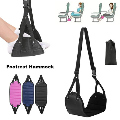 Portable Adjustable Footrest Hammock for Airplane Travel Long Flight Bus Train Office Travel Accessories for Leg Rest Foot Sling