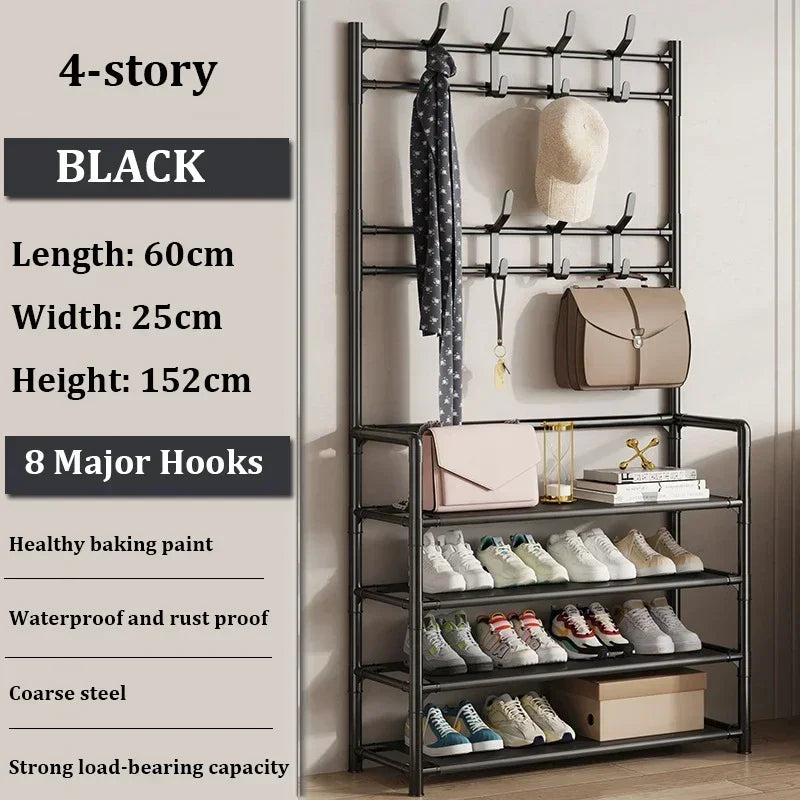 Clothes Hat Hangers Shoe Rack Multi-ayer Shoe Rack Simple Floor Shoes and Hat Racks Load-bearing Living Room Organizer Shelf