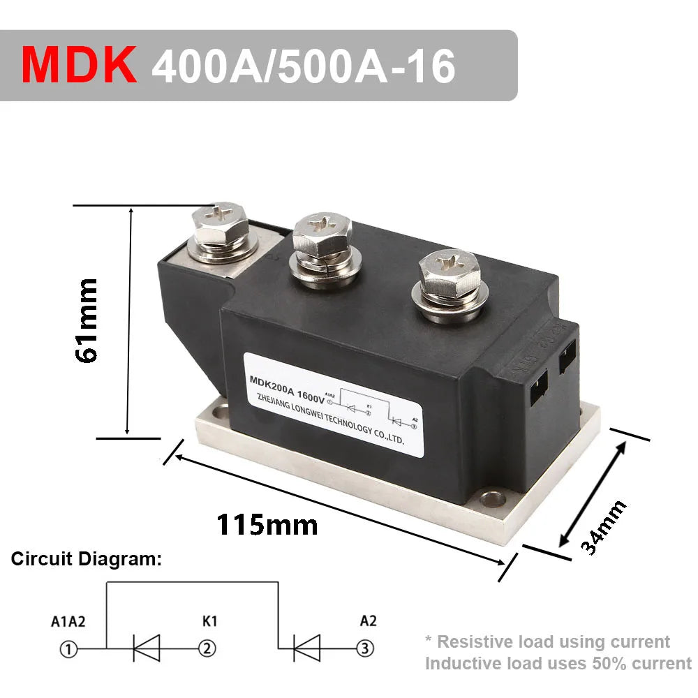 DC Diode Rectifier Module MDC 400A 500A 1600V  Crimp Connect Power Semiconductor Relays