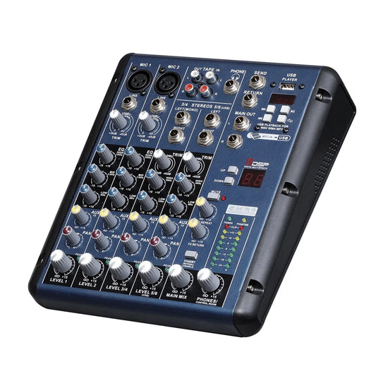 China Built-In Professional 6 channesl intelligence conference meeting USB audio mixer mixer console