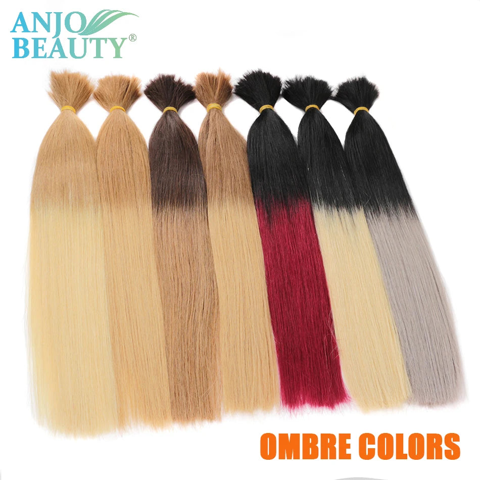 100% Real Human Hair Bulk Blonde no Weft Honey Hair Bulks Vietnamese Virgin Hair Straight Weaving Hair for Braiding