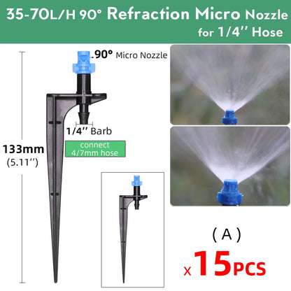 15PCS Gardening Watering Drip 13CM Stake Emitters Sprayer Vortex Sprinkler fit 4/7mm Hose Agriculture Irrigation Misting Nozzles