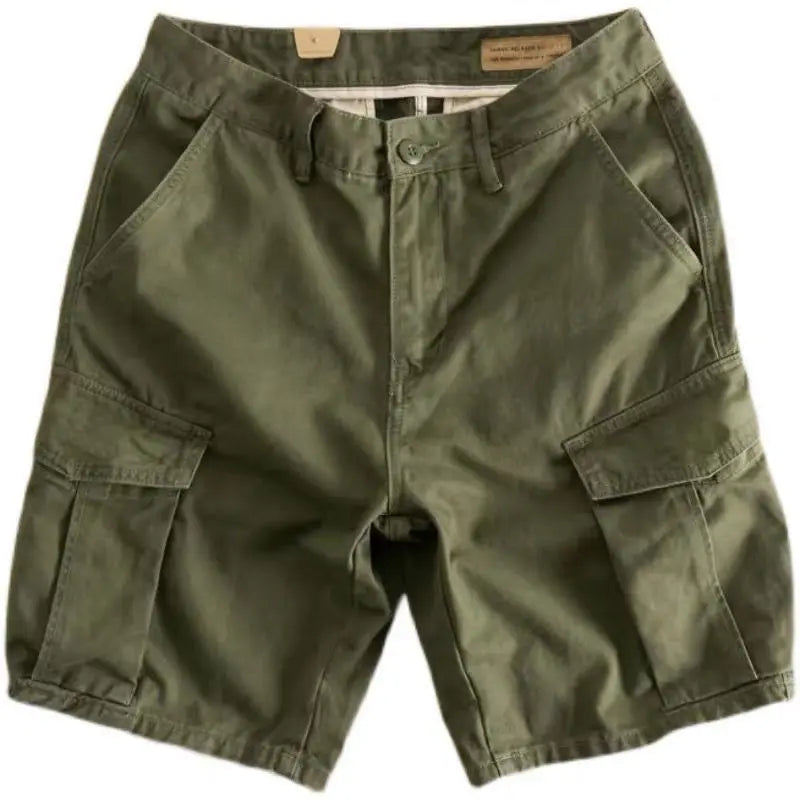 Men's Cargo Shorts Solid Big Size Khaki with Zipper Male Short Pants Button Oversize Clothing Wide Casual Designer Cotton New In