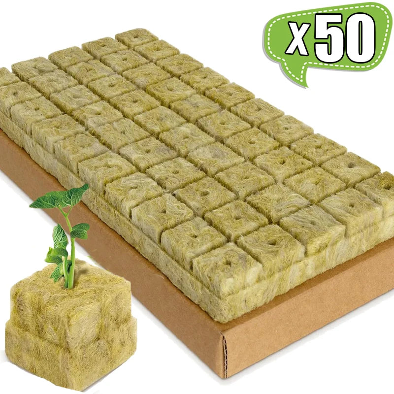 500/50Pcs Planting Cubes Sponge Wool Starter Plugs Hydroponic Grow Media Cubes Seedling Grow Block Greenhouse Garden Supplies