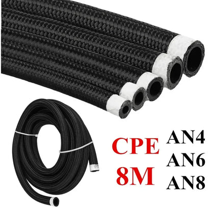 8 Meters 26FT AN4 AN6 AN8 AN10 Universal Car Fuel Hose Oil Gas Line Nylon Steel Braided Radiator Cooler Brake Hose CPE Pipe Tube