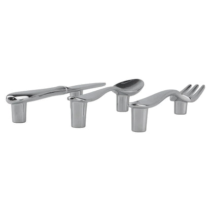 6 PCS Knife Spoon Fork Kitchen Cabinet Closet Drawer Pull Handles Knobs 3-Inch Center to Center (Silver)