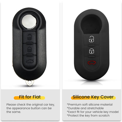 KEYYOU For Fiat 500 Panda Punto Bravo Silicone Car Key Cover 3 Button Flip Folding Remote Key Shell Case