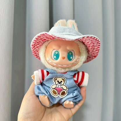 Cute Mini Plush Doll'S Clothes NO Doll Outfit Bib Pants Accessories Labubu II Idol Dolls Jumpsuit Xmas Sitting Party Clothing