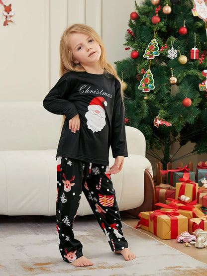 Merry Christmas Family Clothes Santa Claus Print Adults Kids Clothing Sets Baby&Dog Romper Soft Casual Homewear Look Pyjama