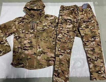 Outdoor Shark Skin Warmth Set Camo Plush Thickened Coat Autumn/Winter Racing Top Does Not Include Cuff Logo Pattern