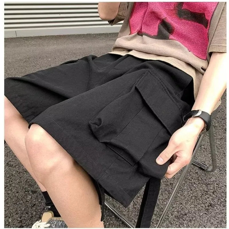 Baggy Shorts Men American Style All-match Simple Comfortable Outer Solid High Street Students Leisure Summer Breathable Chic