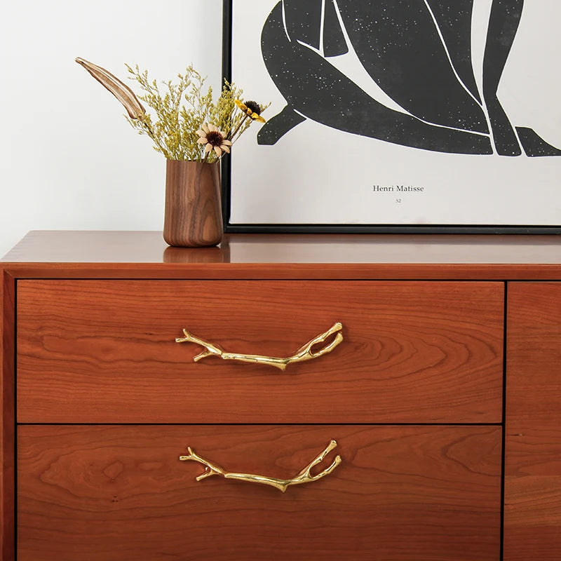 Modern Minimalist Branch Pulls Solid Brass Handles Household Wooden Cabinet Knobs Durable Drawer Handles Stylish and Robust