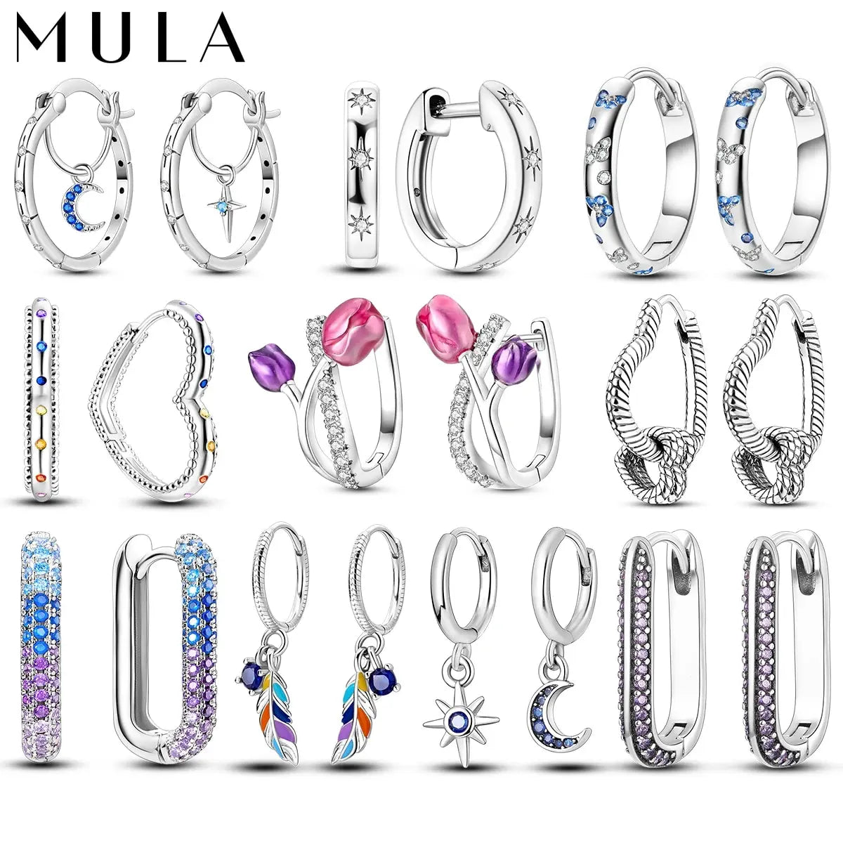 MULA 1PC Hoop Earrings Silver Plated Women Fashion Jewelry Gift For Party Anniversary