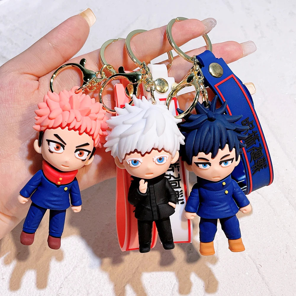 Anime Jujutsu Kaisen Cosplay keychain Gojo Itadori Fushiguro Kugisaki Sukuna Kawaii Doll Keyrings for Bag Pendant Key Holder