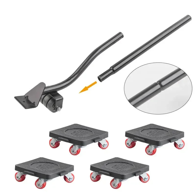 New 6Pwcs Professional Furniture Mover Tool Set Heavy Stuffs Transport Lifter Wheeled Mover Roller with Wheel Bar Moving