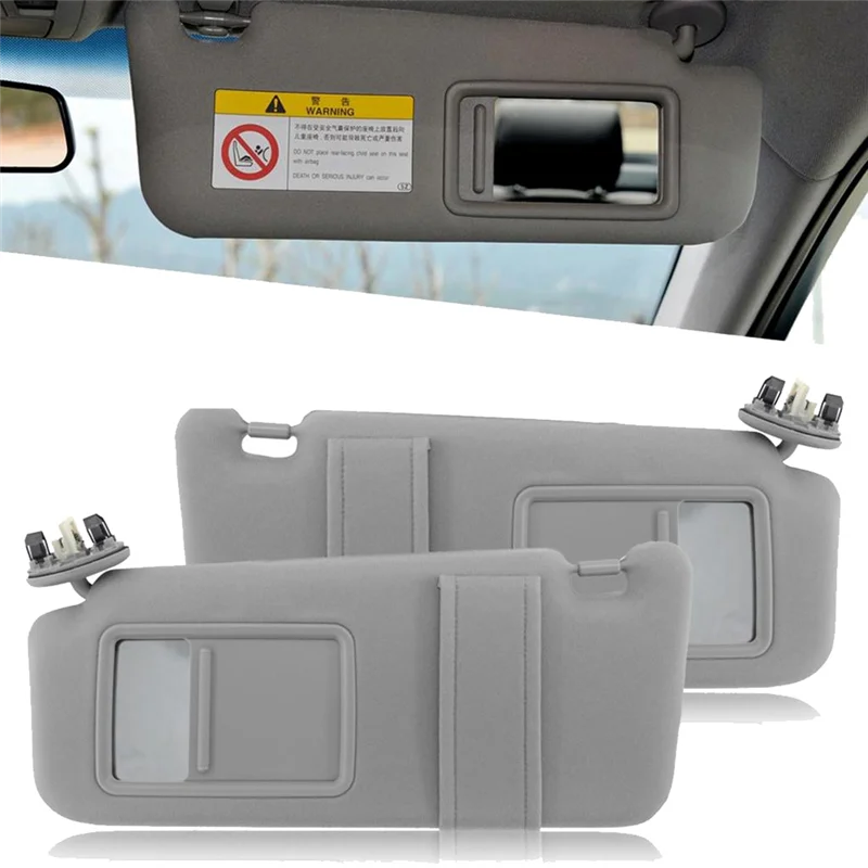 Gray Car Sun Visor Shade Pair Left & Right Side for Toyota Camry 2007-2011 with Sunroof and Lights