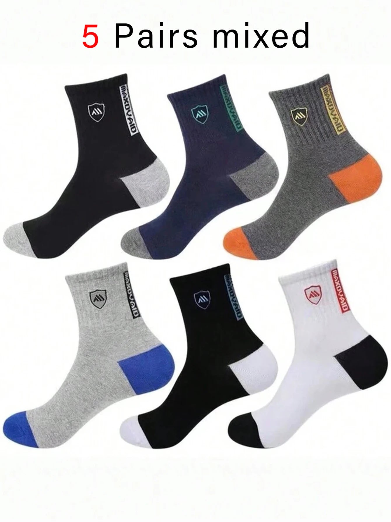 5/10 Pairs Set Mens Ultra Breathable Stylish Sports Socks for High Performance Basketball Football Fashion Multipack