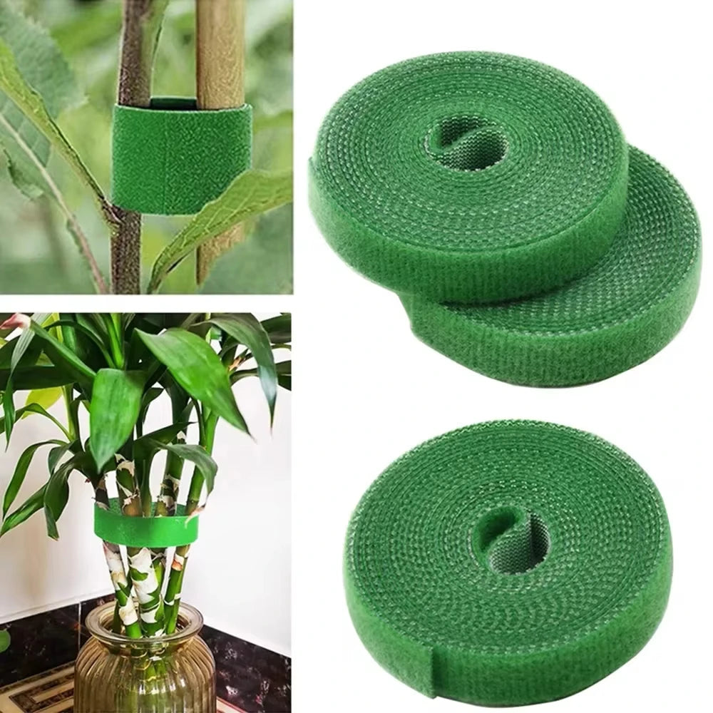 5M Nylon Plant Bandage Tie Reusable Plant Hook Loop Ties Green Fastener Tape Bamboo Cane Wrap Support Home Garden Accessories