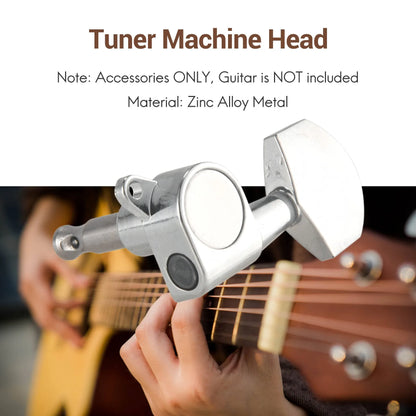 6 Pieces Silver Acoustic Guitar Machine Heads Knobs Guitar String Tuning Peg Tuner(3 for Left + 3 for Right)