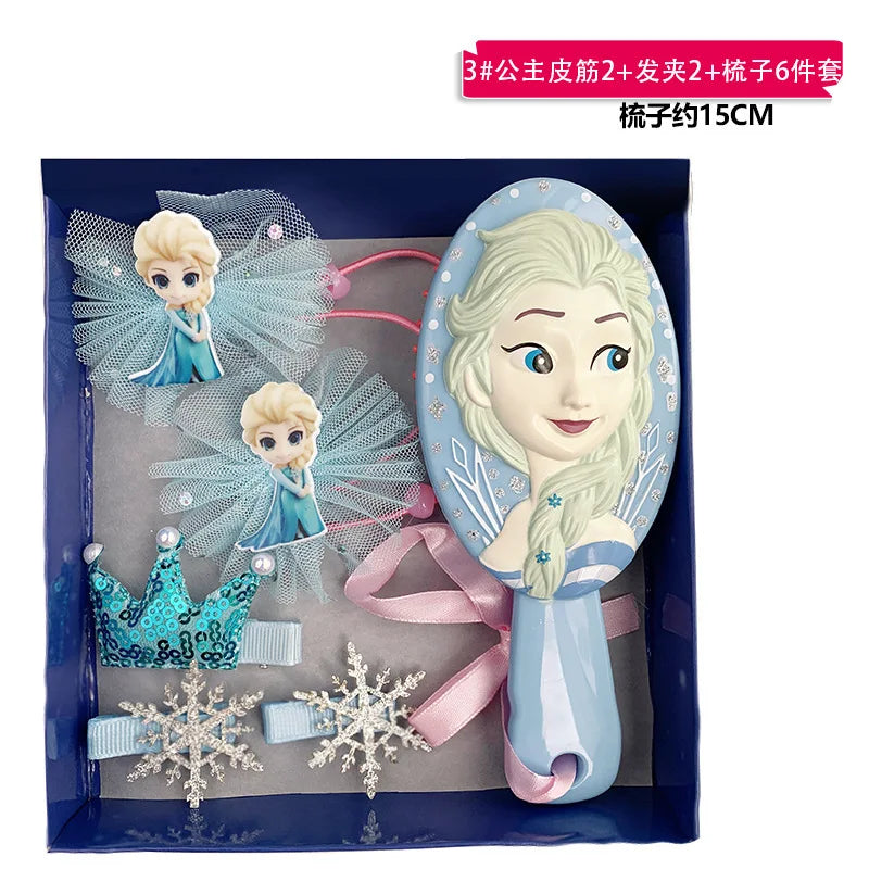 6-Piece Disney Frozen Elsa Anna Peripheral Hair Accessories Cute Cartoon Disney Princess Comb Set Accessories Children'S Girl Gi