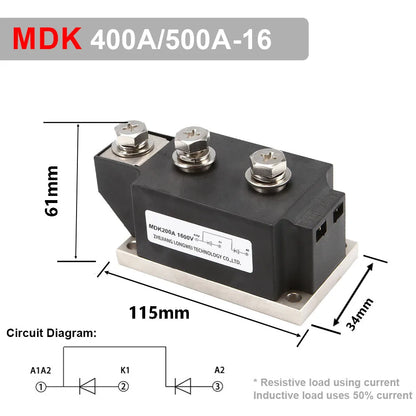 DC Diode Rectifier Module MDC 400A 500A 1600V  Crimp Connect Power Semiconductor Relays