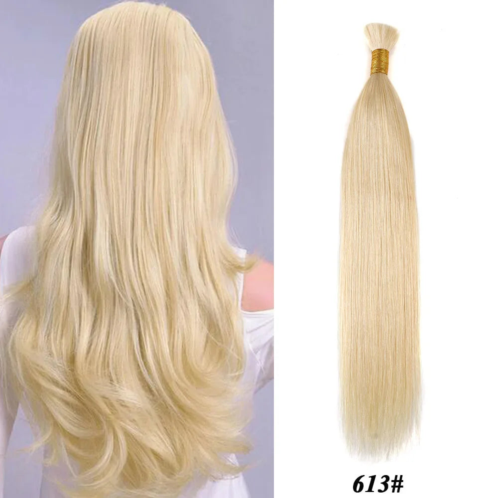 100% Real Human Hair Bulk Blonde no Weft Honey Hair Bulks Vietnamese Virgin Hair Straight Weaving Hair for Braiding