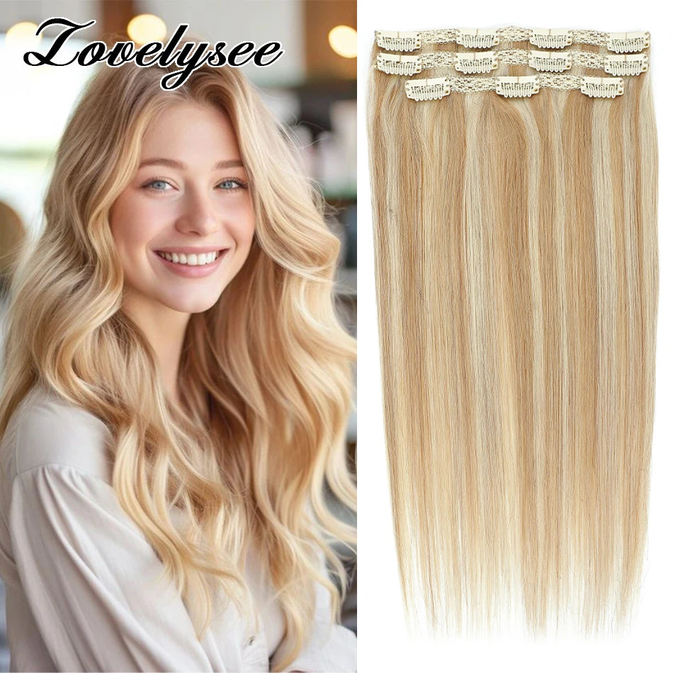 60Grams Lightweight Straight Clip In Human Hair Extensions Full Head 3Pcs Ombre Color Brazilian Machine Remy Hairpiece for Women