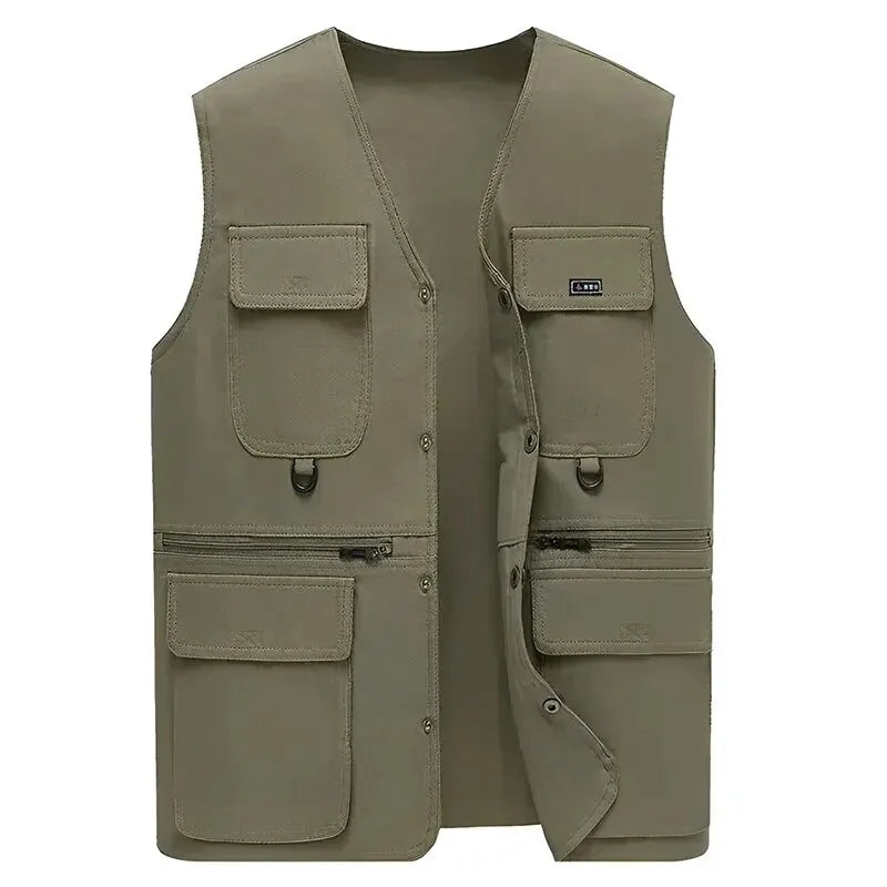 Clearance_New 2024 Men's Spring Summer Autumn Thin Shoulders Multi-Pocket Waistcoat Jacket Casual Fashion Outdoor Fishing Vest J