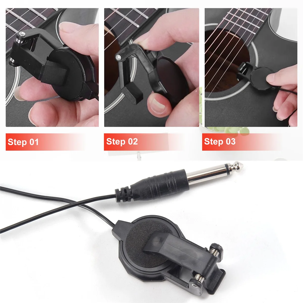 Clip-On Pickup for Acoustic Guitar Mandolin Bouzouki Violin Banjo Ukulele Lute