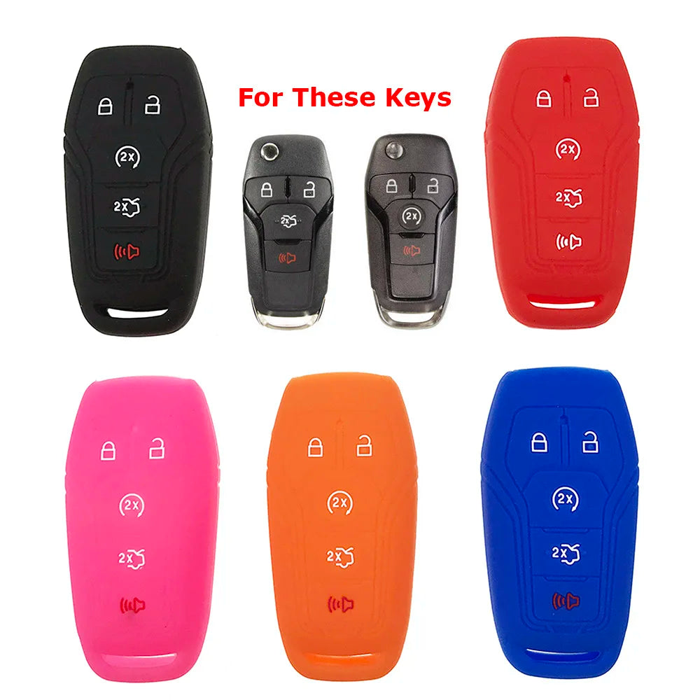 Silicone Key Case FOR Ford F-150 2015-2018 Fusion Focus Fiesta Mustang Explorer 2015-2018 F-250 F-350 F-450 F-550 Auto Key Cover