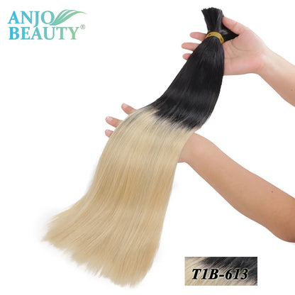 100% Real Human Hair Bulk Blonde no Weft Honey Hair Bulks Vietnamese Virgin Hair Straight Weaving Hair for Braiding