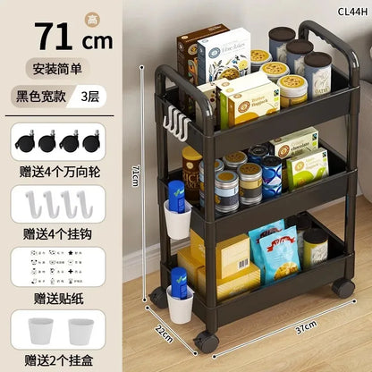 Household Multi-layer Small Cart Storage Rack Floor To Floor Kitchen Bedroom Bathroom Storage Rack Storage Rack With Wheels