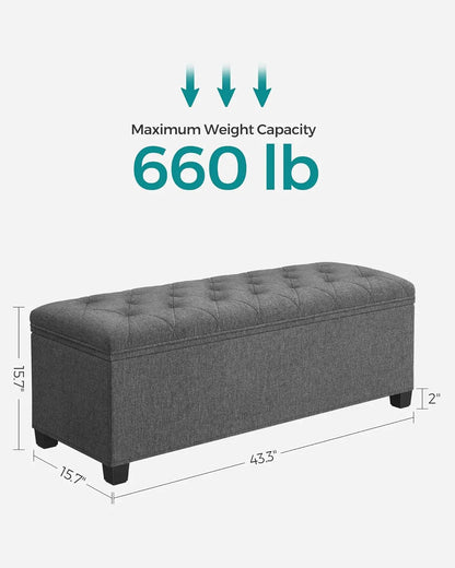 Storage Ottoman Bench, Foot Rest with Legs,   End of Bed Bench, Storage Chest, Load up to 660 lb, for Living Room, Bedroom