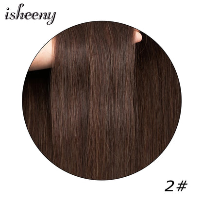 isheeny Invisible Clip in Hair Extensions Human Hair 12-22 inches 8pcs/set Natural Straight Clip Hair Pieces 100-120g Full Head