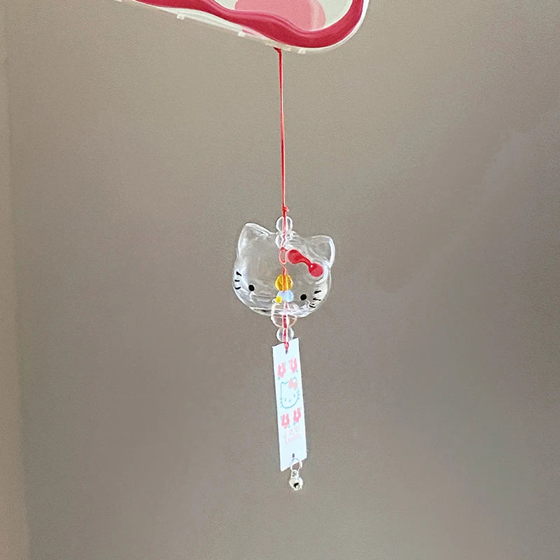 Anime Sanrio Figure Hello Kitty Wind Chime Mobile Phone Chain Pendant Cartoon Cat Keychain Kawaii Toy Gift Collectible Model