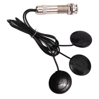 Guitar Pickup Piezo Contact Microphone Pickup 3 Transducer Pickup System for Acoustic 6.35mm Jack (Black)