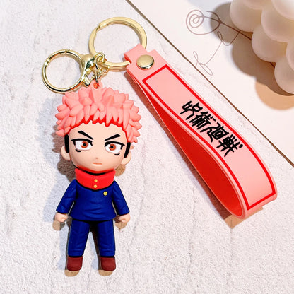 Anime Jujutsu Kaisen Cosplay keychain Gojo Itadori Fushiguro Kugisaki Sukuna Kawaii Doll Keyrings for Bag Pendant Key Holder