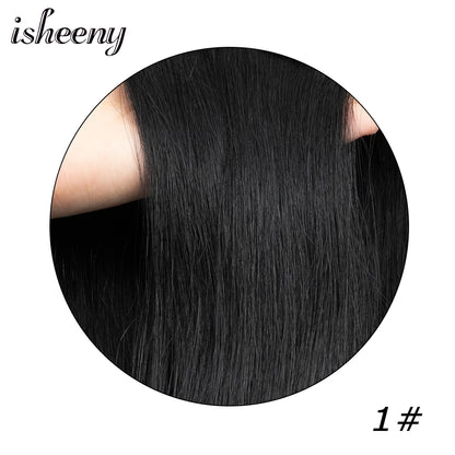 isheeny Invisible Clip in Hair Extensions Human Hair 12-22 inches 8pcs/set Natural Straight Clip Hair Pieces 100-120g Full Head