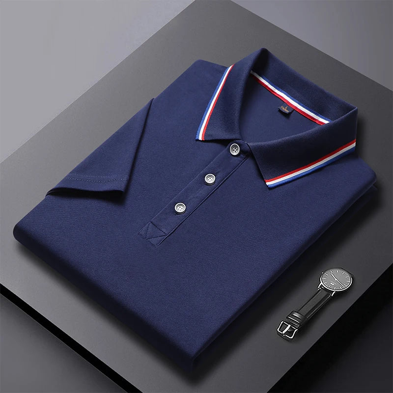 2024 Solid Color Polo Shirt Men's Business Polo Collar Half sleeved Top 2024 Summer Casual Short sleeved T-shirt for Men an