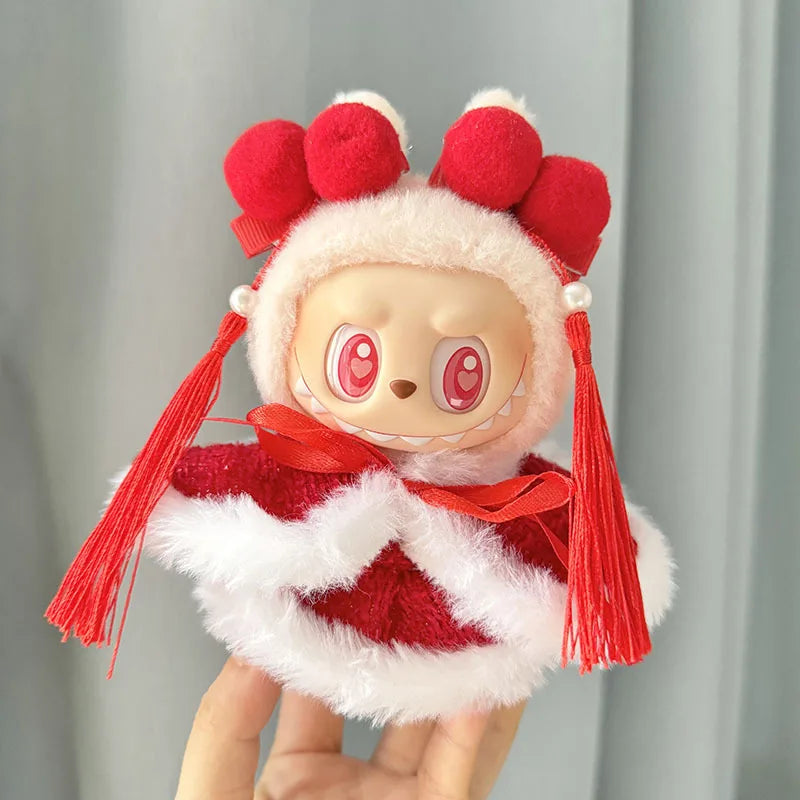 17cm Labubu II Idol Dolls Sitting Party Cute Mini Plush Doll'S Clothes Outfit Accessories For Korea Kpop Exo Clothing DIY Gift