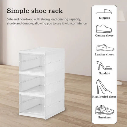 3/6 Layers Shoe Organizers Rack Shelf Foldable Shoes Box Thickened Plastic Sneaker Shoe Storage Box Dustproof Stackable Cabinet