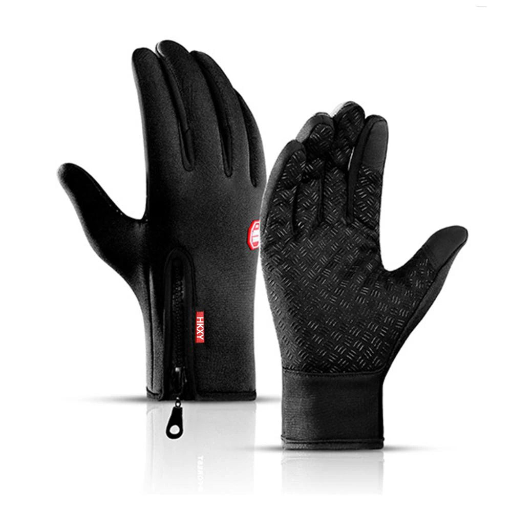 Sports Gloves Autumn Winter Men Women Motorcycle Fleece Zipper Touch Screen Warm Waterproof Cycling Windproof Non-slip Gloves