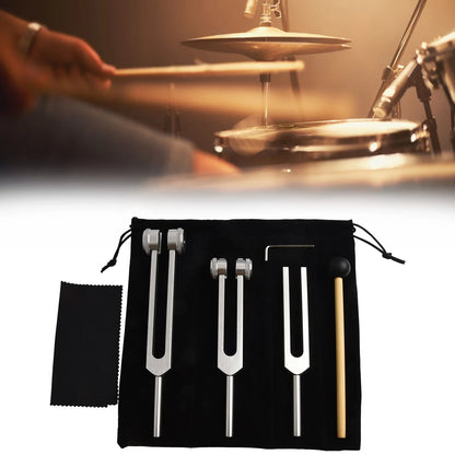 Tuning Forks Set 27.9x18.8x4.5cm Metal SILVER/GOLD128Hz 256Hz 512Hz Tuning Forks  For Musical Instruments Adjustment Tool