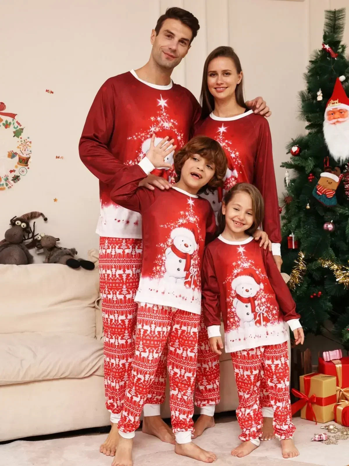 2024 Christmas Pajamas Family Set Red Green Mother Kids Adult Baby Xmas Family Matching Outfits Family Christmas Pajamas Clothes