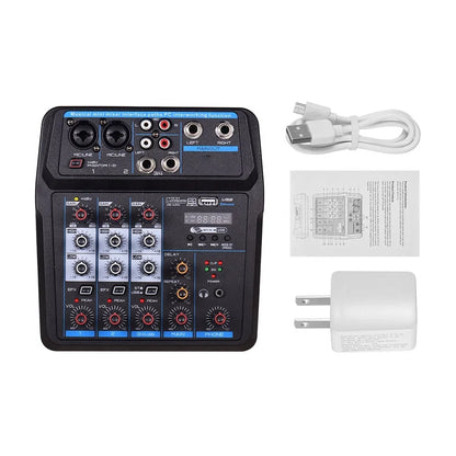 Mini USB Digital Audio Mixer Console Controller with Reverberation 4 Channel Home Computer Live Broadcast