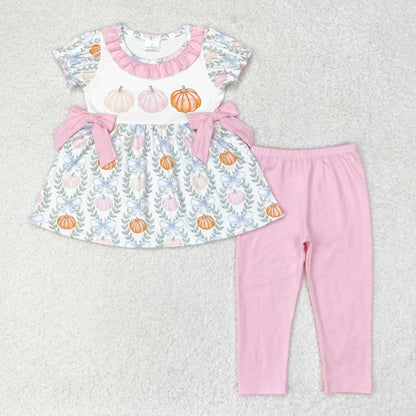 Wholesale Baby Girl Toddler Lipstick Short Sleeve Tunic Top Pants Set Kids Children Boutique Clothes Fashion Summer Fall Outfit