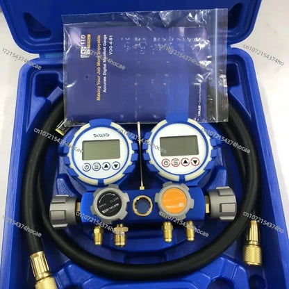 Refrigeration Tools Value Digital Multigas Manifold Gauge VDG-4-S1 With High Vacuum Hose